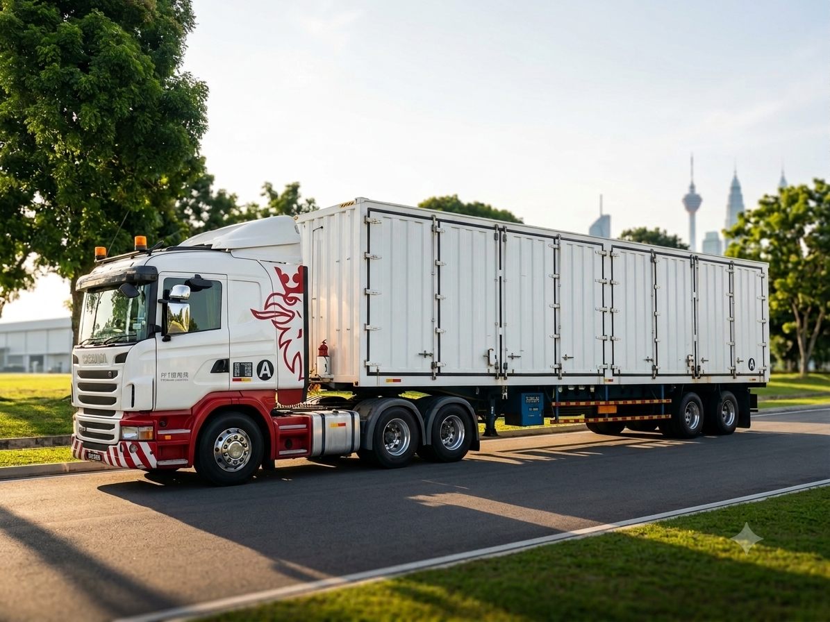 GLSB box truck with the KL Towers in the background
